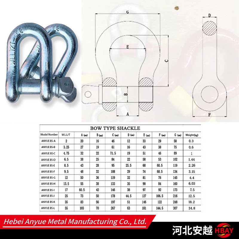 Custom Private Label Shackle G210 Screw Pin European Type Dee Shackle Spot Wholesale